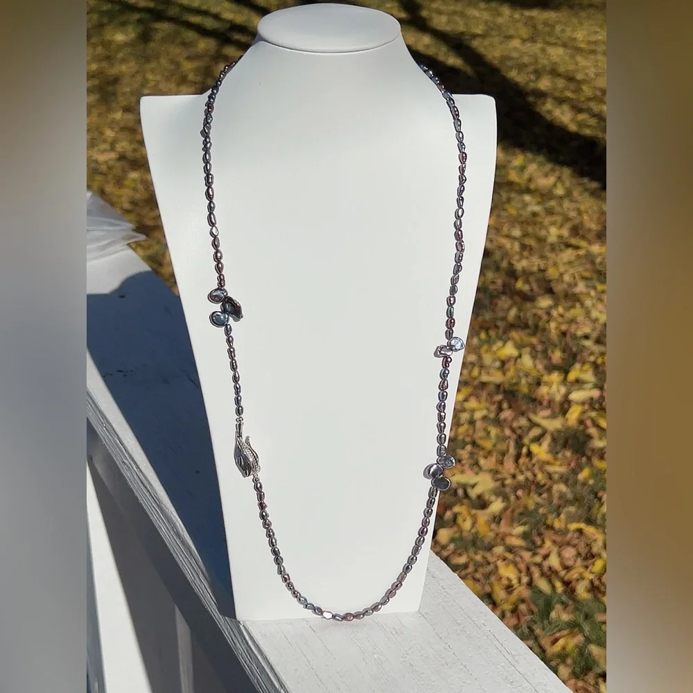 22. Handmade Freshwater Baroque Pearl Long Necklace - Picture 6 of 7